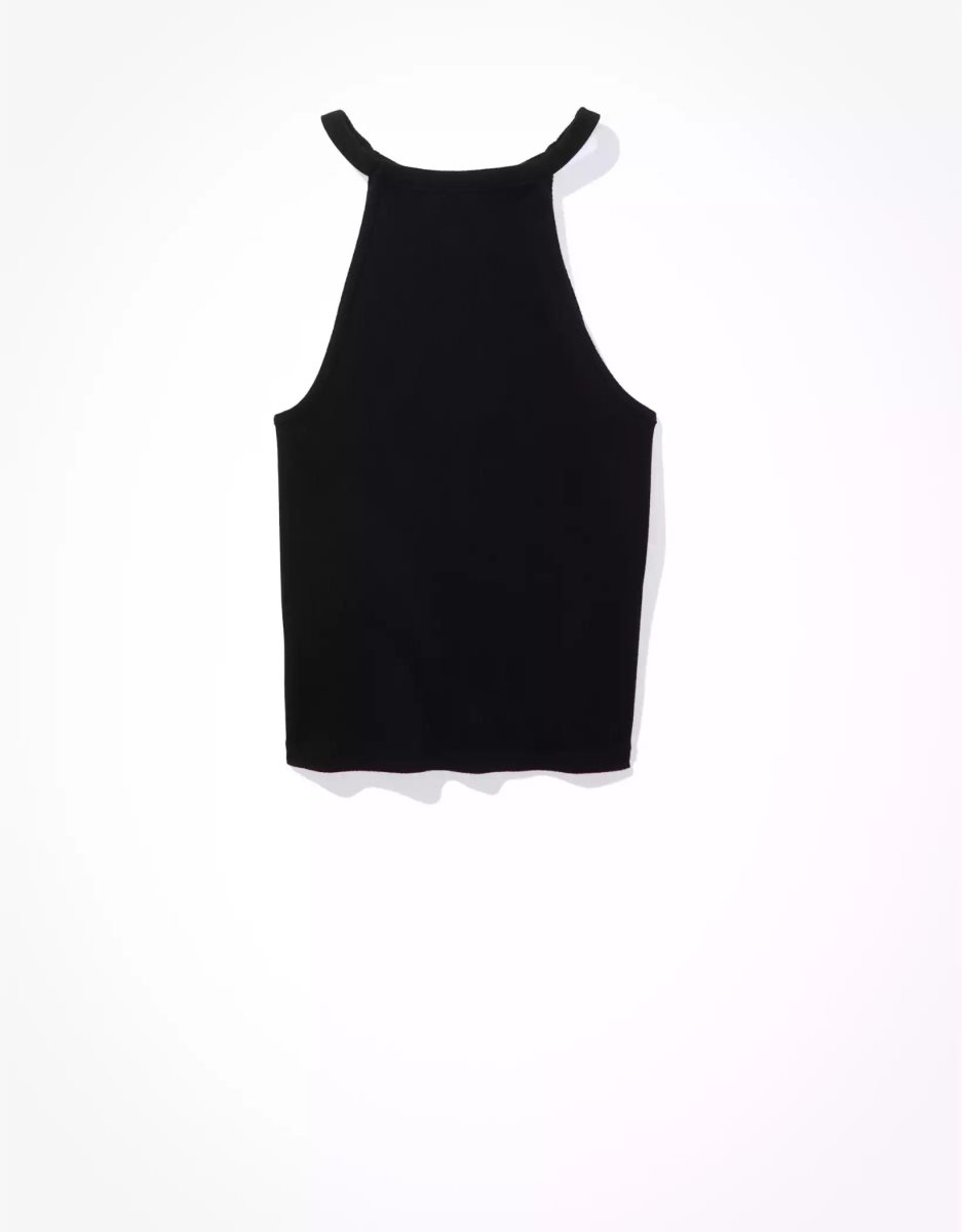 Debardeur American Eagle AE High Neck Cut-Out Halter Noir Femme | IMU-72339003